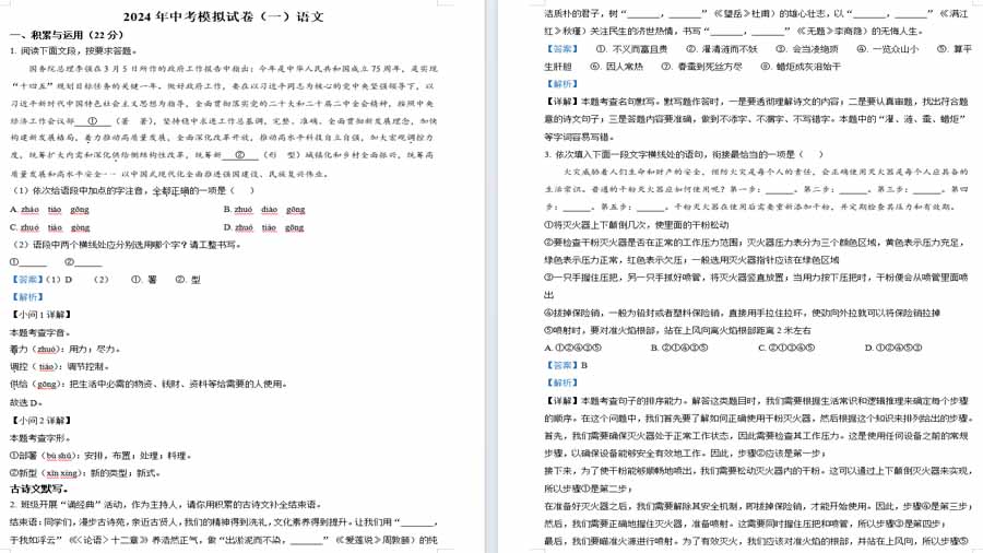 2024年河南省南阳市唐河县中考一模语文试题（解析版）20页