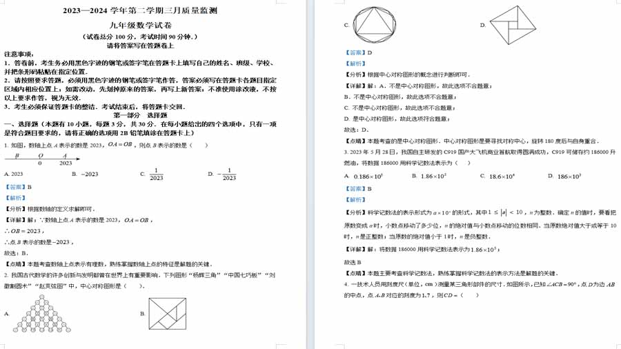 2024年广东省深圳市南山区桃源中学中考模拟数学试题（解析版）