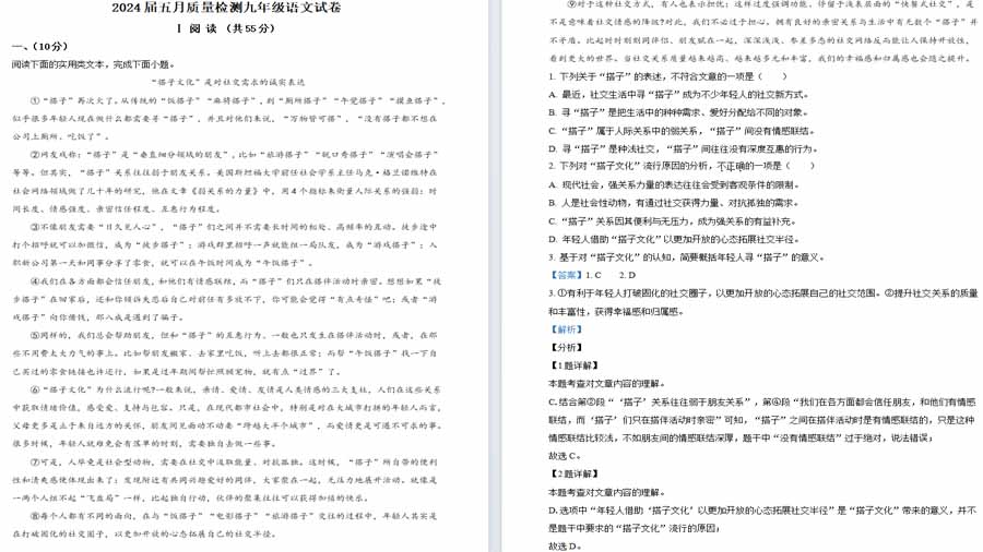 2024年湖北省武汉市硚口区中考二模语文试题（解析版）