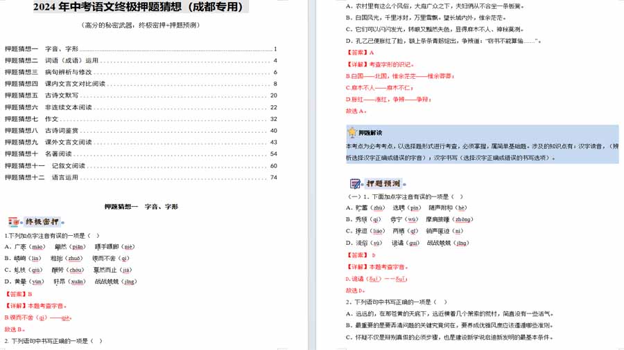 2024年中考语文终极押题猜想（成都专用）（解析版）