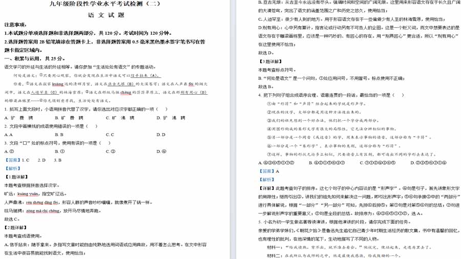 2024年山东省菏泽市鲁西新区中考二模语文试题（解析版）