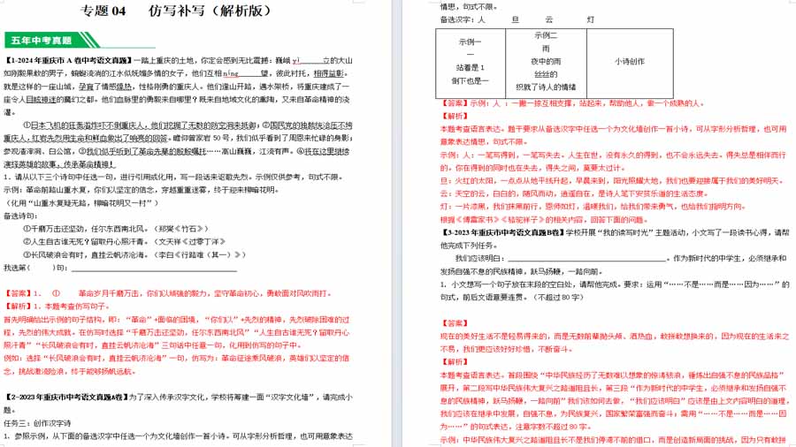 仿写补写-2025年中考语文备考（解析版）