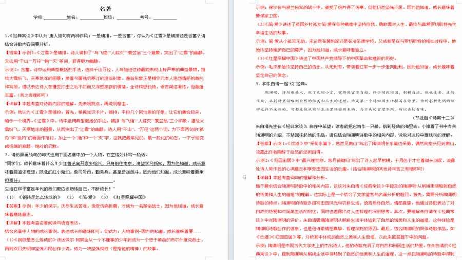 名著-2024年中考语文考前查缺补漏试题（扬州专用）（解析版）