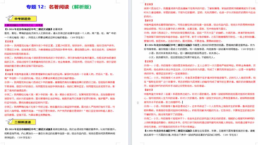 名著阅读-2024年中考语文二模试题分类汇编（北京专用）（解析版）