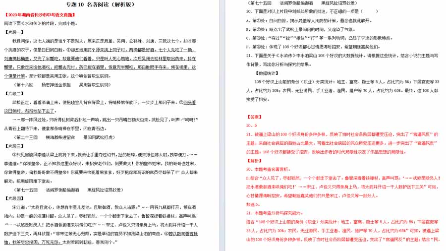 名著阅读-2025年中考语文备考试题分类汇编（解析版）（湖南专用）