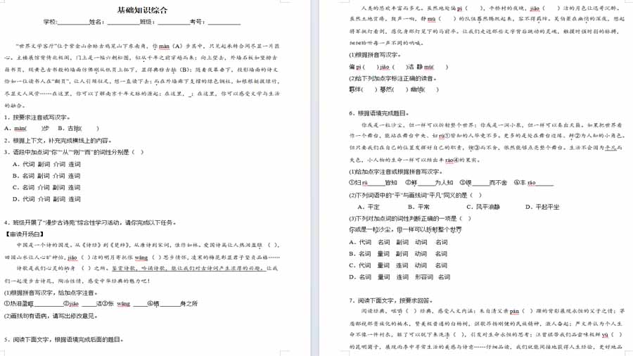 基础知识综合-2024年中考语文考前查缺补漏试题（南京专用）（原卷版）