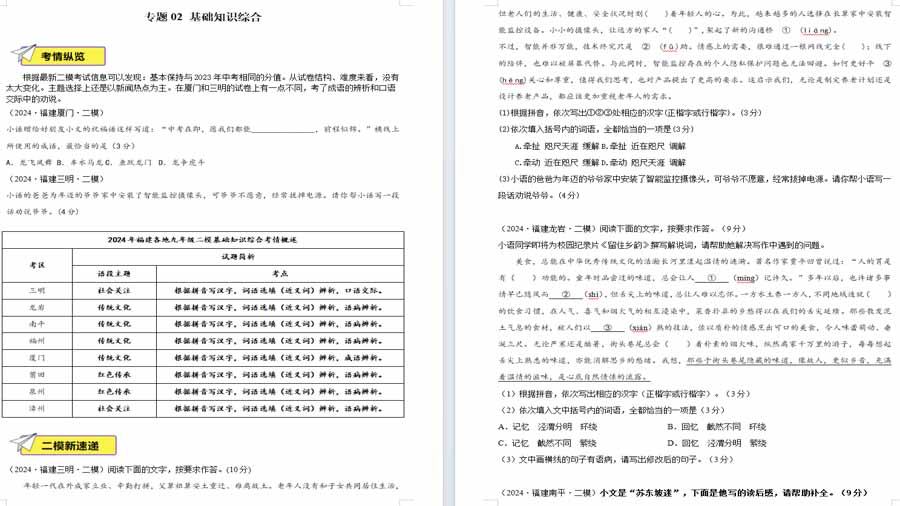 基础知识综合-2025年中考语文备考（原卷版）