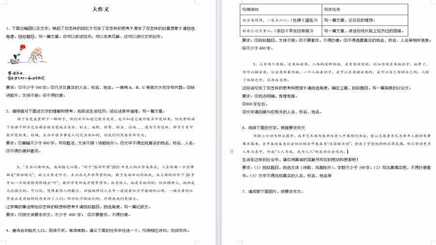 大作文-2024年中考语文考前查缺补漏试题（杭州专用）（原卷版）
