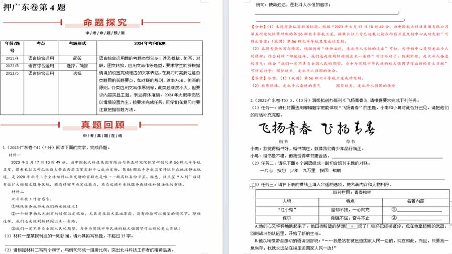 押广东省卷第4题 语言综合运用题-2025年中考语文备考（解析版）