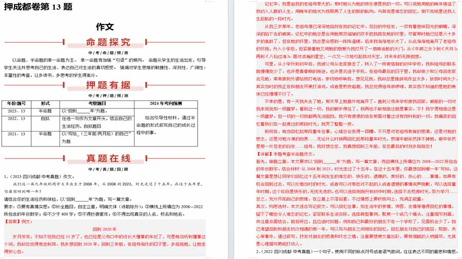 押成都卷第13题 作文-2025年中考语文备考（解析版）