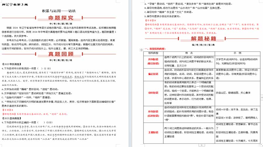 押辽宁卷第3题 积累与运用——语法-2025年中考语文备考（解析版）