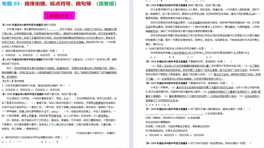排序衔接、标点符号、病句等（专项突破）（重庆专用）（原卷版）7页