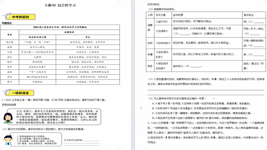 综合性学习-2025年中考语文备考（原卷版）