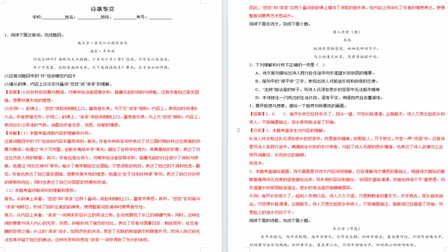 诗歌鉴赏-2024年中考语文考前查缺补漏试题（河南专用）（解析版）
