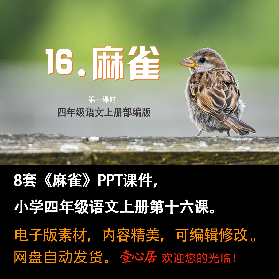 《麻雀》PPT课件8套小学四年级上册语文第十六课教学课件ppt-壹心居