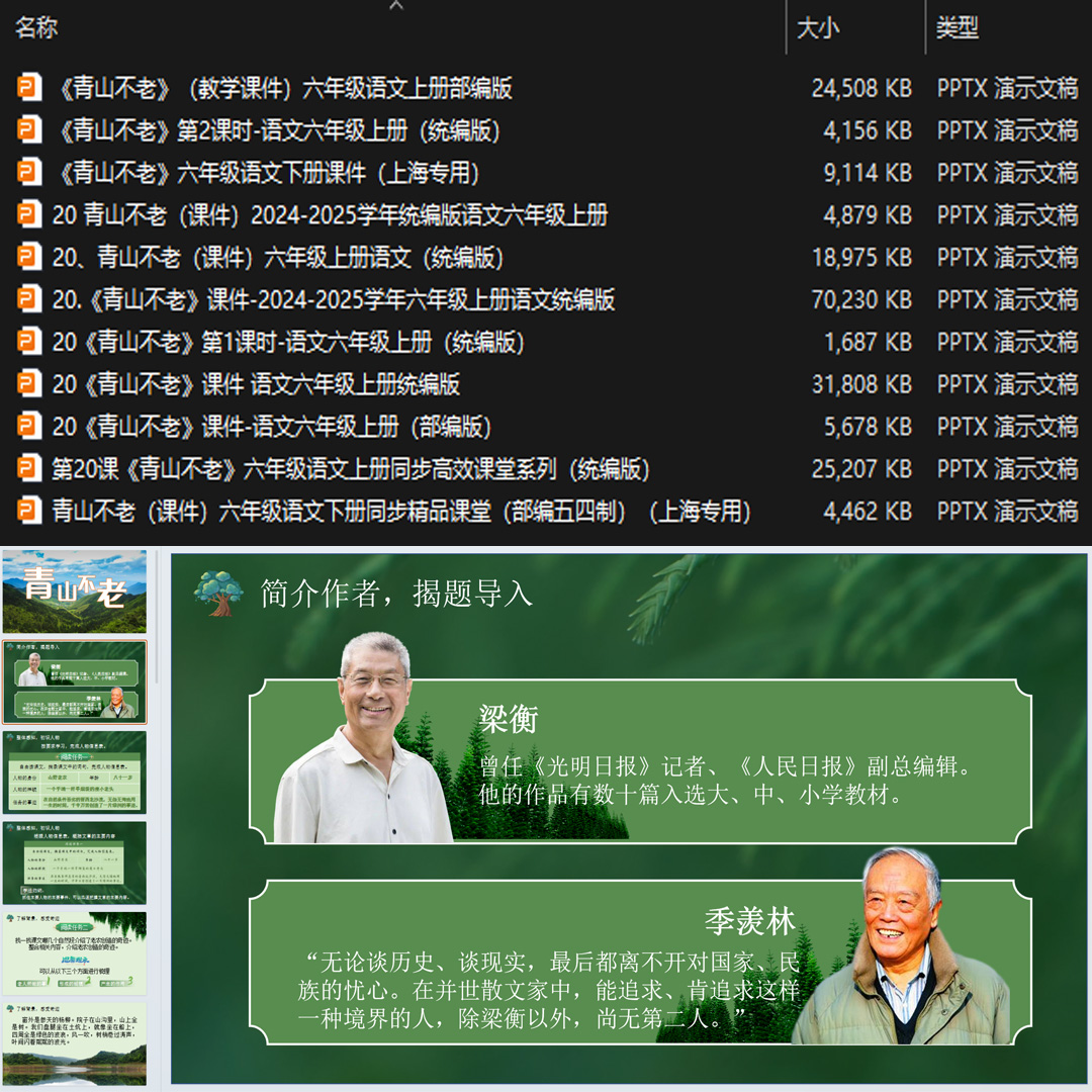 《青山不老》PPT课件11套小学六年级上册语文第二十课教学课件ppt