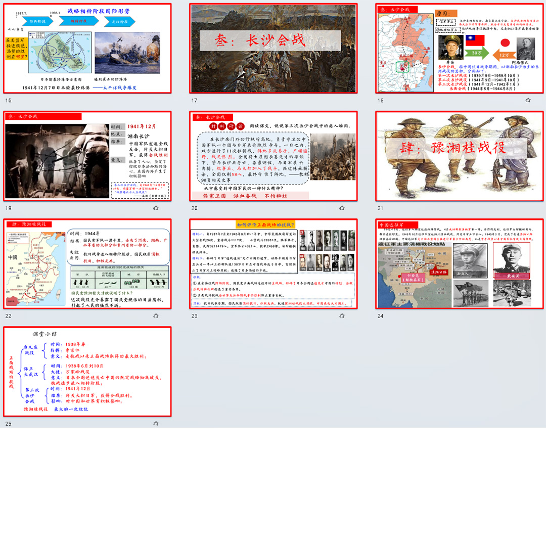 《正面战场的抗战》PPT课件精品课堂初中八年级上册历史第20课