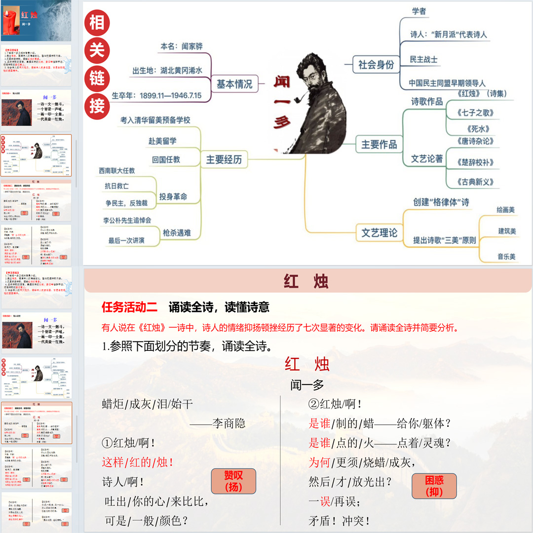 《立在地球边上放号、红烛》联读PPT课件精品课语文必修上册第2课