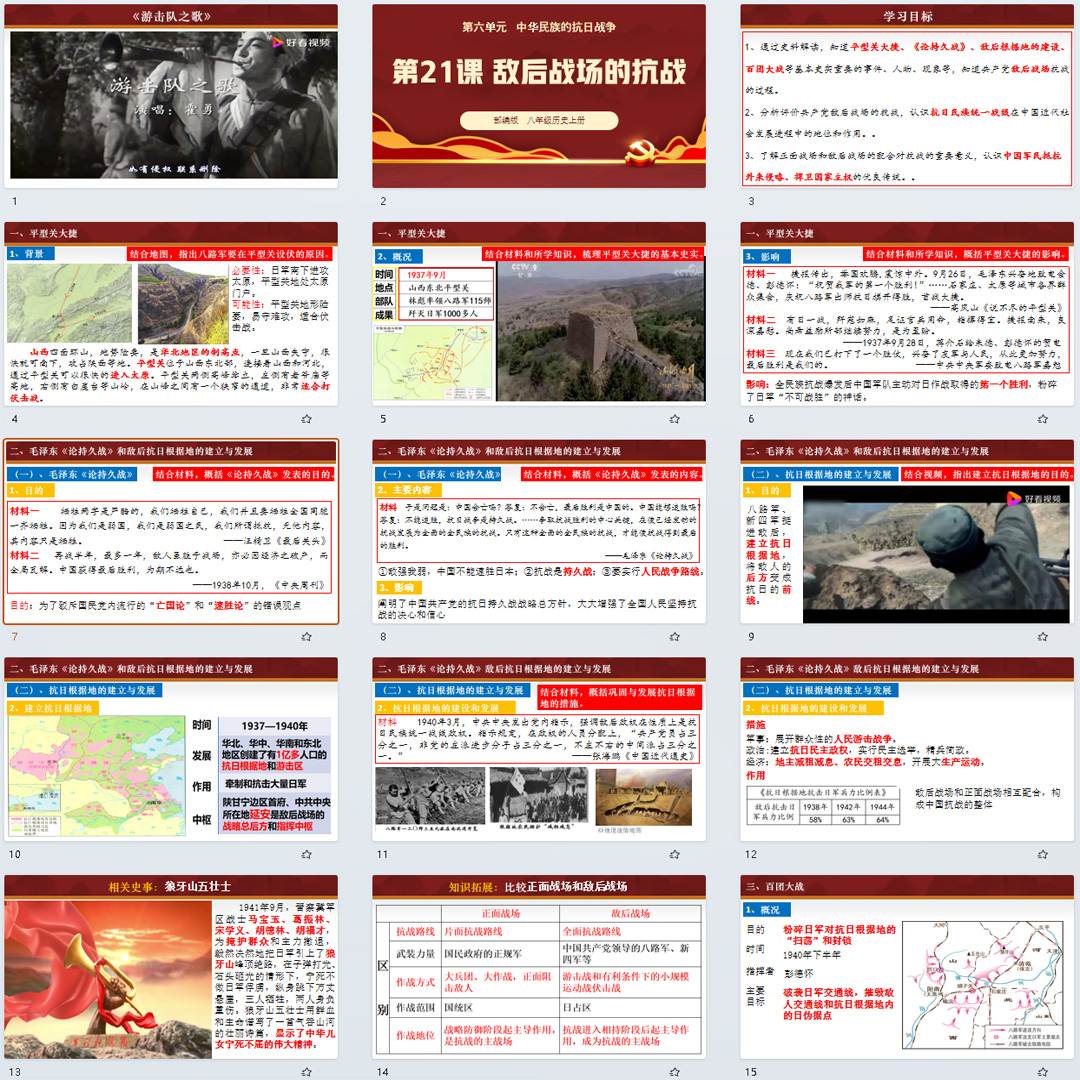《敌后战场的抗战》PPT课件公开课初中八年级上册历史第21课