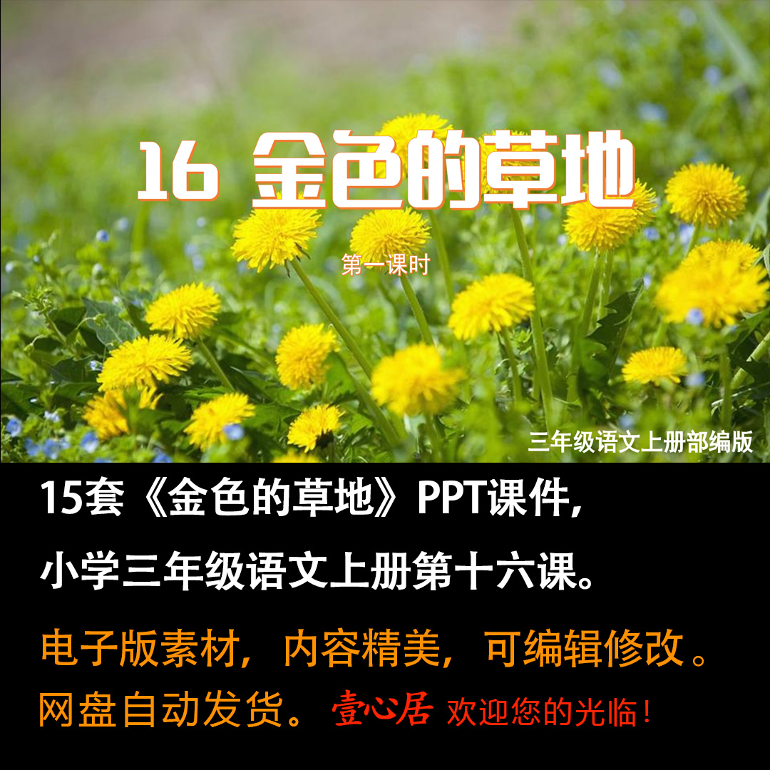 《金色的草地》PPT课件15套小学三年级上册语文第十六课教学课件-壹心居