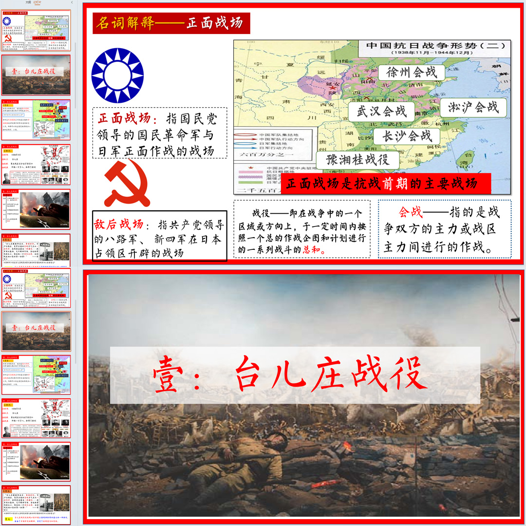 《正面战场的抗战》PPT课件精品课堂初中八年级上册历史第20课