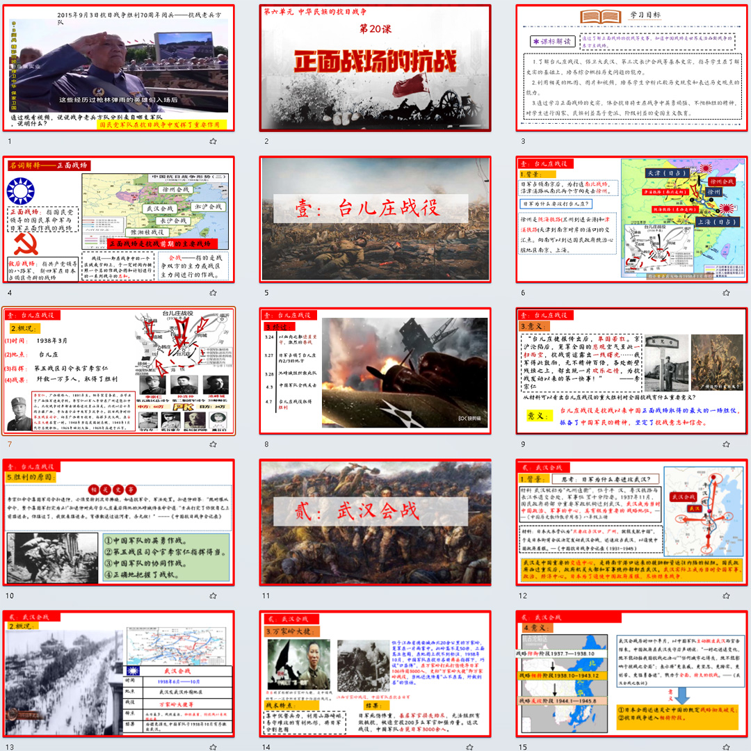 《正面战场的抗战》PPT课件精品课堂初中八年级上册历史第20课