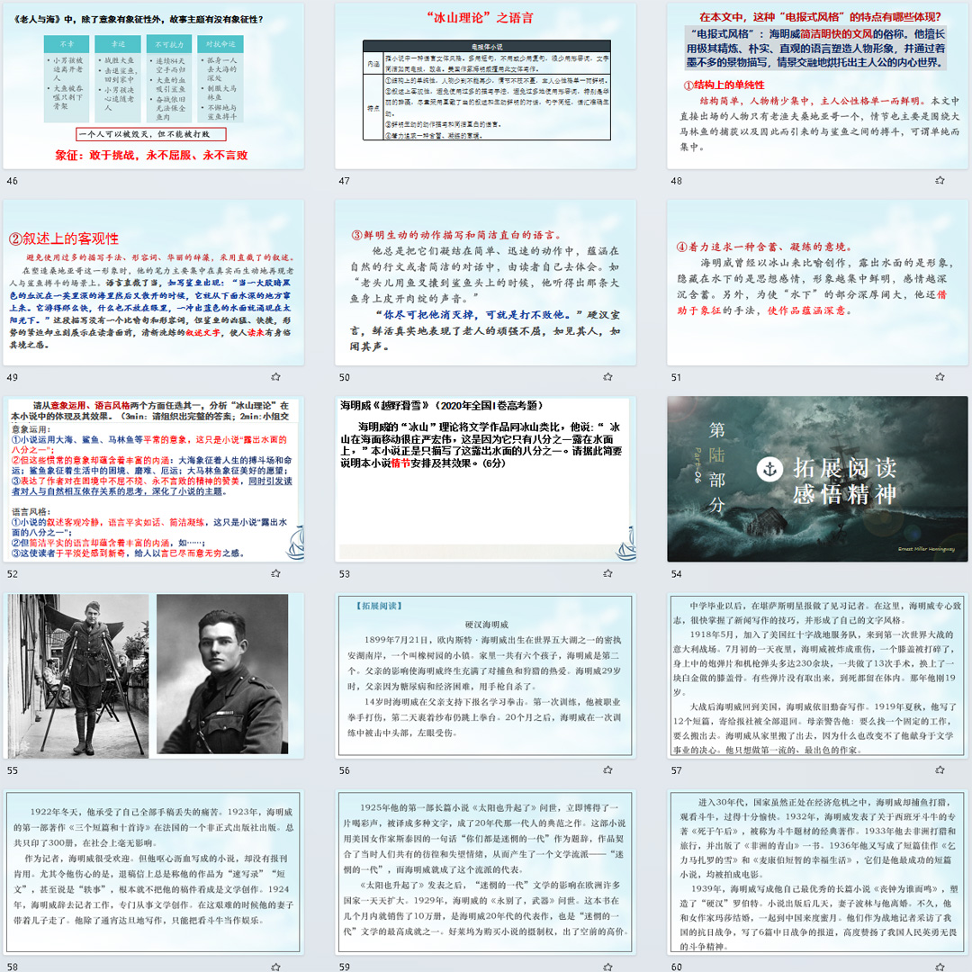 《老人与海》PPT课件11套高二语文上学期选择性必修上册第10课
