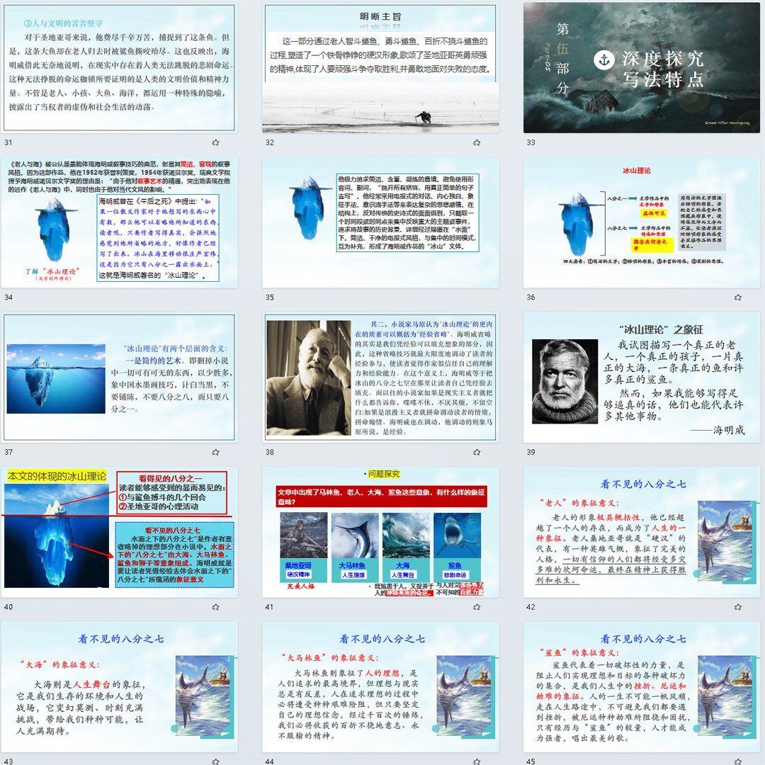 《老人与海》PPT课件11套高二语文上学期选择性必修上册第10课